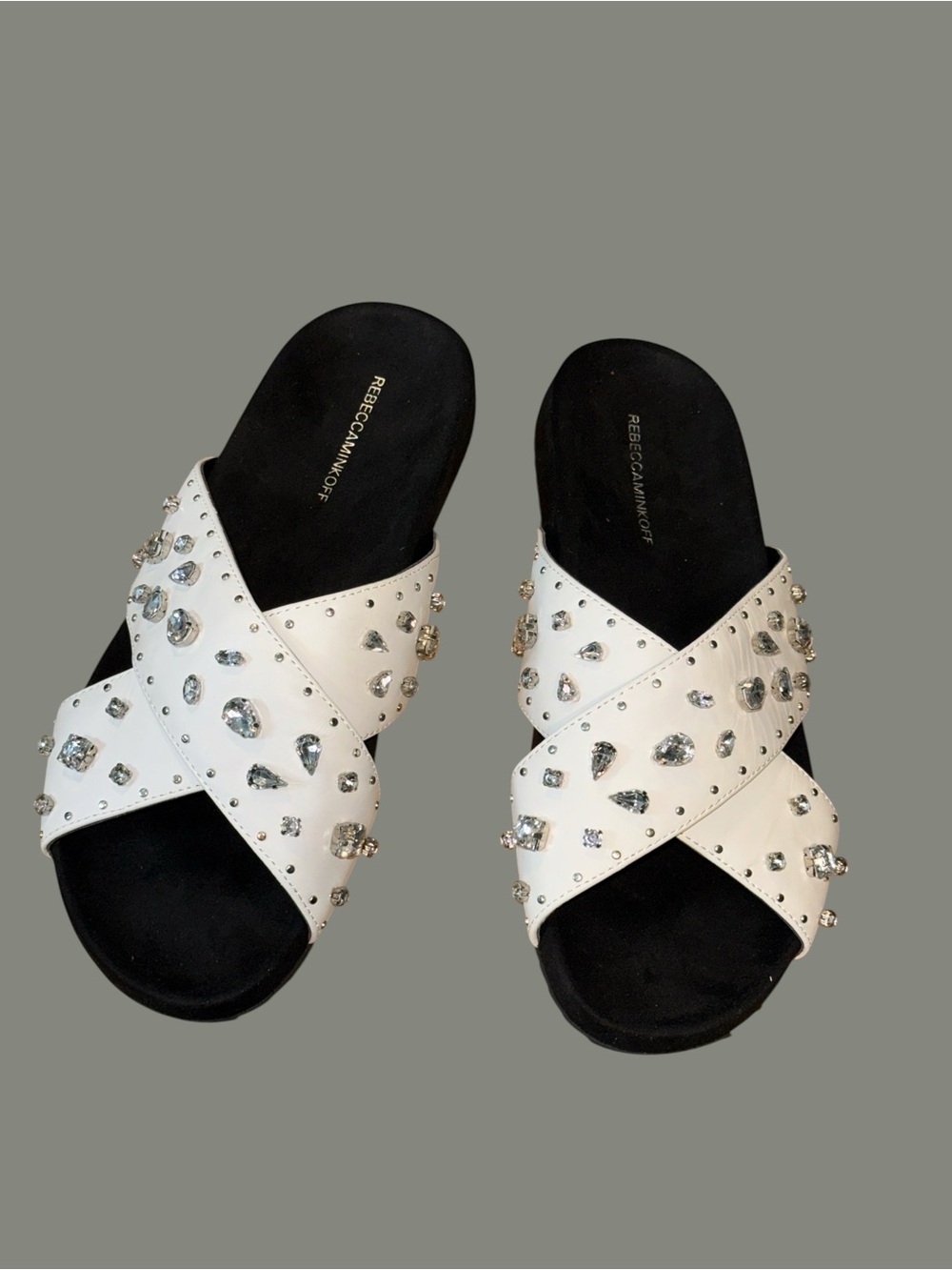 Rebecca Minkoff Theo White Gem Slide Sandal Size 10 NWOB